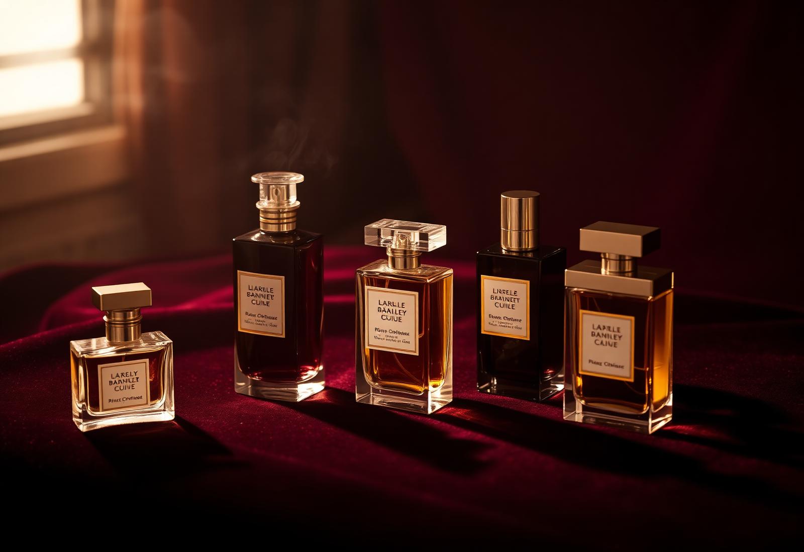 Flacons de parfum sur velours